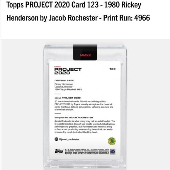 TOPPS PROJECT 2020- RICKEY HENDERSON - Picture 3 of 5